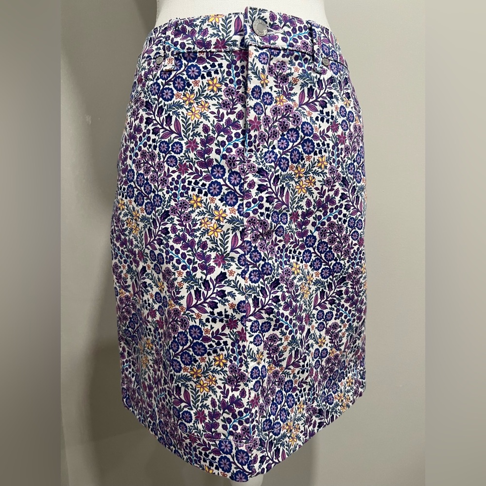 Talbots Purple Floral Midi Skirt